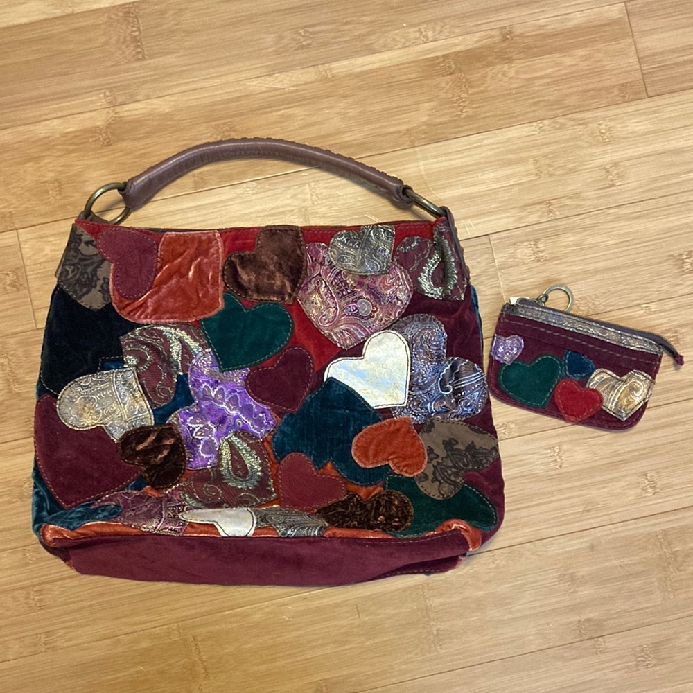 Lucky Brand  Velvet Hearts soft tote style bag
